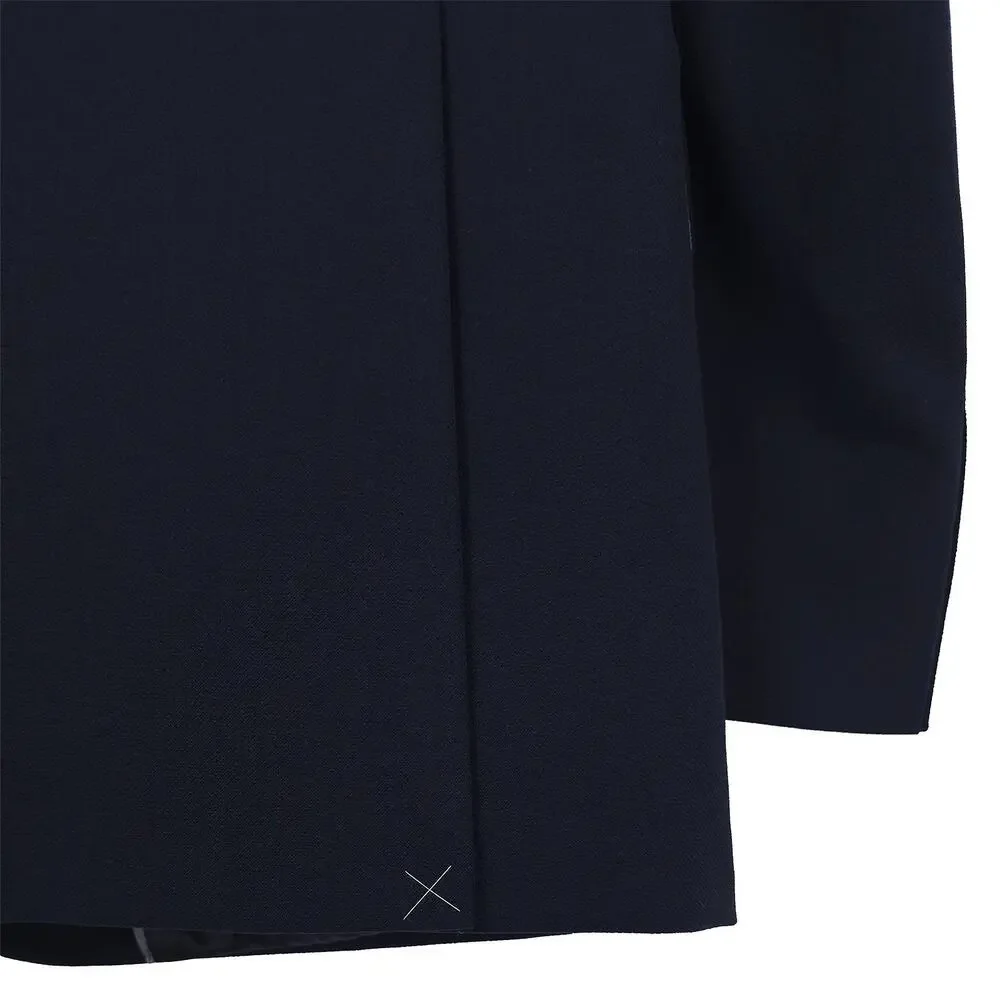 Michael Kors Mens Classic Fit Sport Coat Blazer 44L Navy Solid Textured Stretch